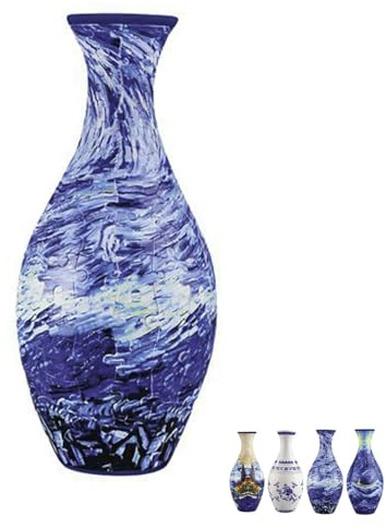 3DPuzzle Vase, Curved Jigsaw Puzzle Vase For Adults, Unique Flower Vase Made By 160 Curved Puzzle, Hydroponic Creative Flower Arrangement Vase, House Warming Gif-ts, Home Decor(waves)