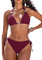 CMTOP Bikini Damen Set Neckholder Triangel Bikini Badeanzüge String Bikini Verstellbare Schnürung Hohe Taille Kordelzug Bikinihose Sexy Swimsuit Zweiteiliger Badeanzug mit Perlen(Dunkelviolett, M)