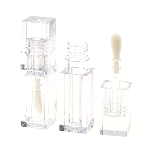 1PC Transparent Square Lipstick Tube, Large Brush Empty Liquid Lip Balm Container, Travel Makeup Packaging Sample Bottle, Self Made Lipstick