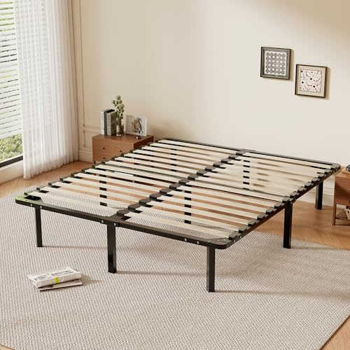 TEENO Rete Letto 140x190 a Doghe, Struttura con 9 Gambe e 2x14 File di Doghe, Alto Sotto Letto 32 cm per Ampio Spazio di Archiviazione, Adatta a Tutti i Tipi di Materassi, Stile Moderno