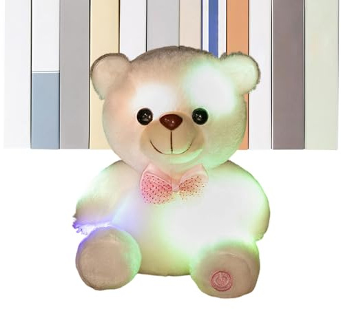 Generisch Peluche luminoso de 20 cm, con luz nocturna LED, para niñas, adultos, como compañero de consuelo, salón, dormitorio, sofá