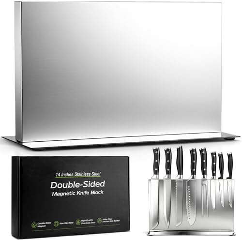 ENOKING Bloque magnético extragrande de doble cara para cuchillos (14 pulgadas, plateado)