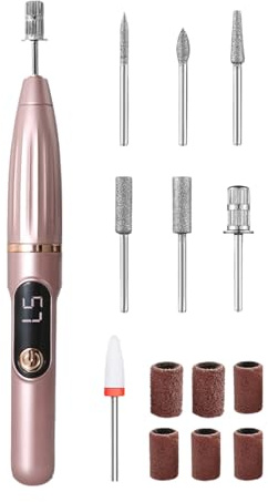 Lime à Ongles Électrique | Kit de Perceuse Électrique 15000 RPM | Machine à Percer et Polir les Ongles - pour Soins à Domicile Spa Salon Voyage Camping Manucure et Pédicure