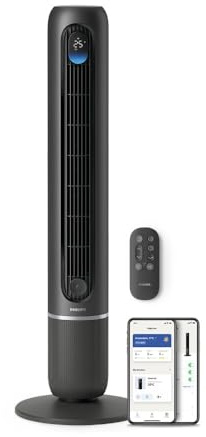 PHILIPS Ventilatore Wifi Serie 7000, Potente 8,4 m/s, ultra-silenzioso 22 dB, efficiente energeticamente, modalità Sleep, 12 velocità, display temperatura, timer 12 ore, oscillazione 80° (CX7550/01)