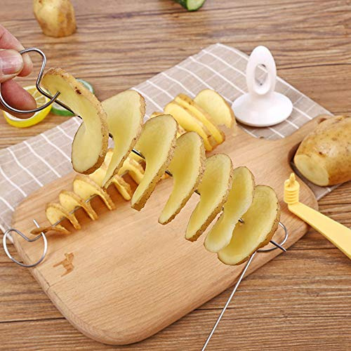 AUNMAS Manuellt Roterande Potatisriv, Rostfritt Stål och Plast Vridskärare för Spiralskiva Potatis och Grönsaker i Köket (Som visas)