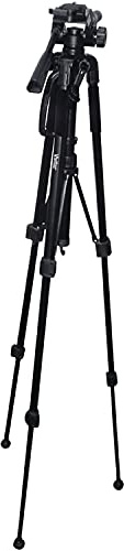 Vivitar 57-Inch Tripod, Three Way Fluid Pan Head, Quick Release Mount, Supports up to 5 Pounds of Weight, VIV-VPT-2457, Black,standard