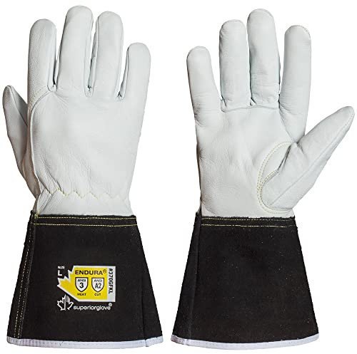 Superior Glove Precision Arc Goatskin Leather TIG Welding Gloves with ParaActiv Liner Cut Protection 370GFKLL (1 Pair Work Gloves) Large