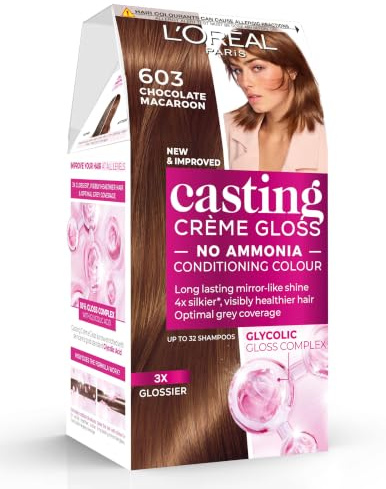 L’Oréal Paris Casting Crème Gloss Semi-Permanent Hair Dye,  613 Moccaccino | No-Ammonia, Radiant & Natural Colour, Lasting 32 Washes, 3x Glossier, 4x Silkier, Visibly Healthier, Easy Application
