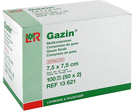 GAZIN Mullkomp.7,5x7,5 cm steril 8fach 50X2 St