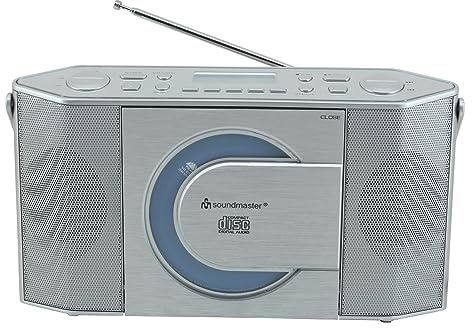 Soundmaster RCD1770SI DAB+ UKW Radio CD-MP3 Spieler CD-R und CD-RW Tragbar Batterie- und Netzbetrieb LCD Display mit Datum und Uhrzeit USB- und Kopfhöhreranschluss