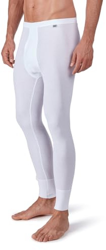HUBER Men's Long Johns with Front Fly Cotton Fine Rib 112362 White L