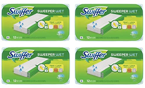 Sweeper Wet Mopping Pad Refills for Floor Mop Open Window Fresh Scent 12 Count - 4 Pack