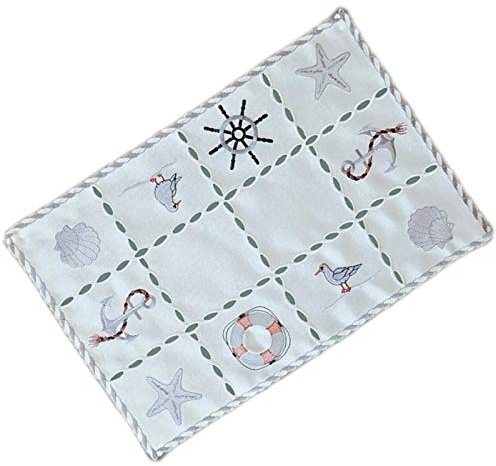 Raebel OHG Tischdecke Tischläufer Mitteldecke Maritime Stickerei, wollweiß mit bunter Stickerei 30 x 45 cm/Aufmachung 1 Stück