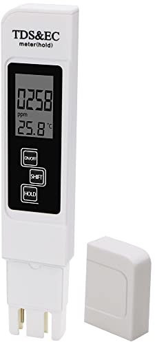 Treki TDS EC Testeur de Qualité de L'Eau 3 en 1 Digital Mètre TDS LCD Testeur Numérique Mesureur de Température Conductivité 0〜9999PPM Potable Moniteur de la Qualité d'eau Stylo Testeur