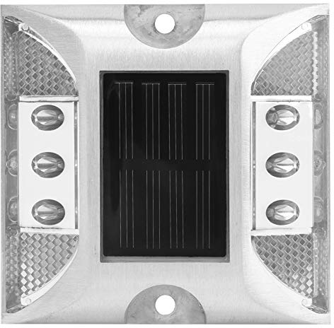 Tiiyee Ground Lights,led Solar Power Ground Marker Road Reflector Waterproof Outdoor Driveway Road Highway Spike Automatic Lamp Warning Step Long Viewing Distance for Dock Sidewalk Garde (white)