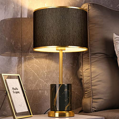 Mengjay Metall Tischlampe Lampenfuß Lampenschirm Nachttischlampe Tischleuchte,Moderne Tischlampe Tischleuchte Schlafzimmerlampe,E27 Nachttischlampe Stoffschirm Schreibtischlampe (Schwarz)