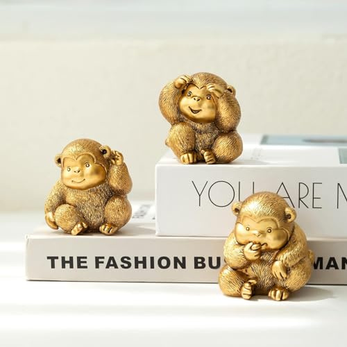 Irayin Monos Decoracion - Estatuas de Monos Sabios, Figuras Decorativas Modernas de Resina Artesanal para Salón, Escritorio, Oficina