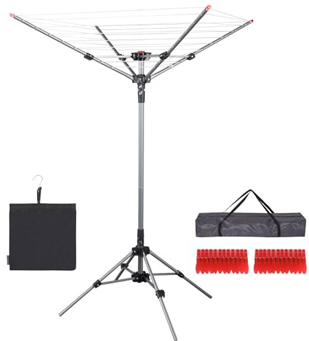 STO STO Stendibiancheria portatile per ombrello, 2,8 m, rotante, con altezza regolabile, stendibiancheria autoportante per cortile, patio, balcone e campeggio, facile da installare con borsa per il