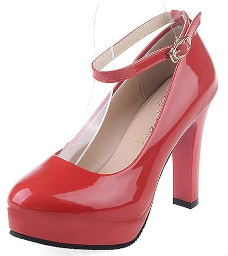 WUIWUIYU Escarpins Femmes Plateformes Chaussures à Talons Hauts -Escarpins Bout Pointu Sexy Talon Aiguille - Mariage Party Dress Chaussures 10CM Heels -Rouge 38