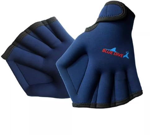 Aquatic Gloves Swimming Gloves with Adjustable Straps, Swim Paddles for Hand, Swimming Training Webbed Swim Gloves for Adults Kids (Dark Blue)