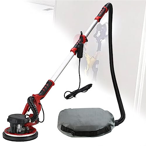 DPLWJPP Levigatrice per Muro,1390w Levigatrice A Secco Aspirazione Polvere Automatica,900-1200rpm Levigatrice A Secco,Regolazione A 6 velocità,con 6/50/100 Carta Vetrata,SandingDiscs50PCS-110V