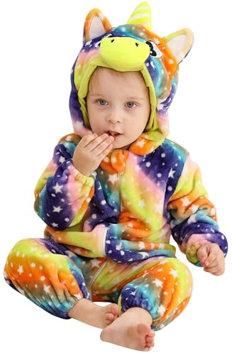 HAHASHOW BéBé d'hiver Grenouillères Combinaison, Unisexe Animal Barboteuses Manteau à Capuche, Enfants Flanelle Pyjama Jumpsuit pour Garçon et Fille 6-12 Mois, Couleur