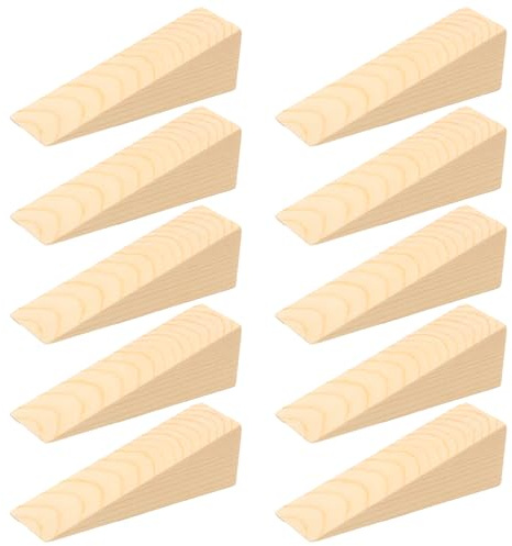Keboyoe 10 Pcs Wooden Door Stop Door Wedges Indoors Wooden Door Wedges | Wood Door Stopper Doorstop Shims Triangle Wood Block Security Door Stoppers for Home Kitchen Office Doors