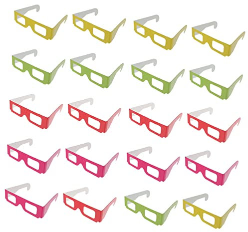 jojofuny Lot de 20 Lunettes 3D Universelles en Carton Plat pour Les Amateurs de Anaglyphe