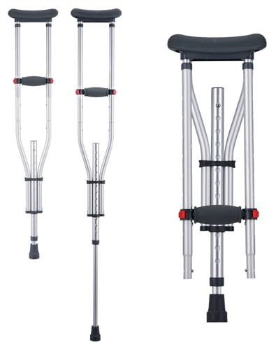 VEVOR Achselgehstütze 136 kg, Achselstütze 13-stufig höhenverstellbar, Aluminiumkrücken für Erwachsene & Teenager mit weichem Unterarmpolster für Behinderte nach Beinverletzungen Operationen, 1 Paar