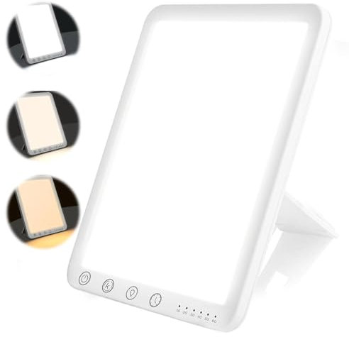 Vmxlso Tageslichtlampe, 15000 Lux Lichttherapielampe, Tageslichtlampen mit 3 Farbtemperaturen, 5 Helligkeitsstufen, Daylight Lamp, Tageslichtleuchte Touch-Control, Memory-Funktion, UV-Frei