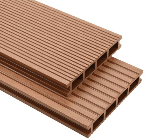 Xichuzi WPC Terrassendielen mit Zubehör, Balkon Bodenbelag, Balkon Möbel, Bodenfliesen, Terrassenplatten, Terrassenbelag, Balkonboden, Terrassenboden, 10 m² 2,2 m Braun