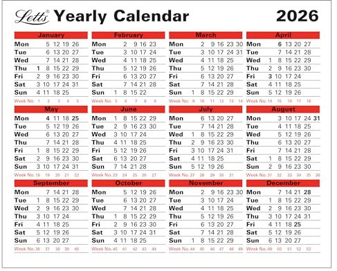 Letts of London Yearly Calendar 2026 26-TYC