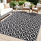 Homaxy Waterproof Outdoor Rug 150 x 240 cm, UV Resistant Reversible Plastic Straw Garden Rug, Portable Easy Cleaning Carpet for Patio, Camping, Balcony, Picnic, Black & White