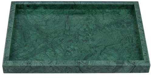 ZOENHOU Bandeja de Mármol Natural Rectangular 30x20x3 cm Antideslizante, Organizador Decorativo para Baño Cocina Salón, Bandeja de Piedra para Cosméticos Joyas Velas Jabón
