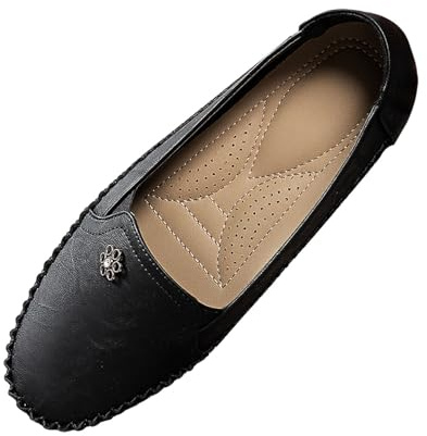 Chaussures en cuir femmes - Chaussures plates confortables - Mocassins légers sans lacets - Chaussures bateau antidérapantes - Coutures - Mocassins femmes - Chaussons décontractés larges - Chaussures