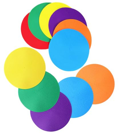 Ciieeo Marcatori Migliorano da Facili Spaziale e Riporre Riconoscimento Spot 12 Pezzi in TPE Multicolore, Dischi Rotondi Piatto Esercizi di per Sport Allenamento Calcio Outdoor