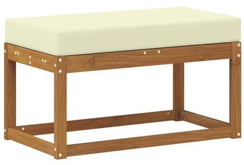 vidaXL Panca da Giardino con Cuscino Naturale e Crema 79 x 43 x 37 cm, Panchina Moderna, Comfort all'aperto, Soggiorno Contemporaneo, Relax Estivo, modulare per Il Giardino