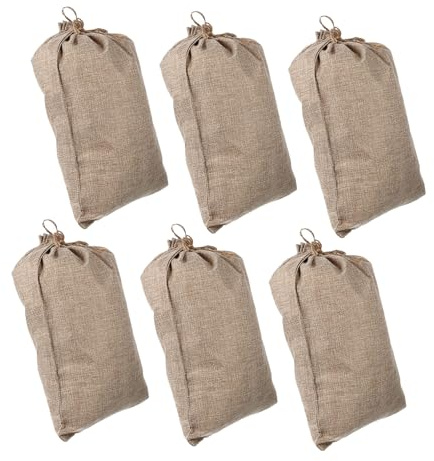 FESTFENDS 6 Sacchetti di Juta Coulisse Beige per Conservazione Verdure e Patate, Traspiranti e Riutilizzabili, per Stoccaggio Piante e Organizzazione Quotidiana