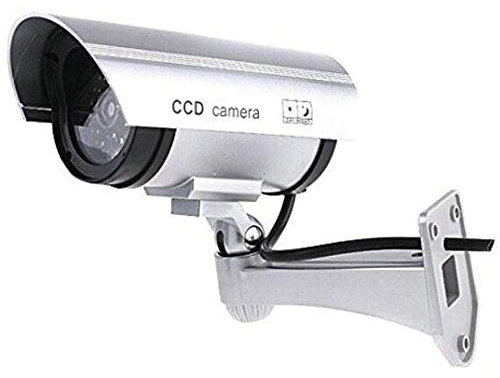 BW Dummy Cameres Outdoor Indoor Fake Dummy Imitation CCTV Security Camera W/Blinking Flashing Light Bullet Shape Silver