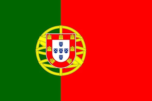Bandera de Portugal, Bandeira Flag of Portugal Verde Rojo con Escudo Nacional, 150 x 90 cm, para Interior y Exterior (Satén multicolor 150 x 90 cm)