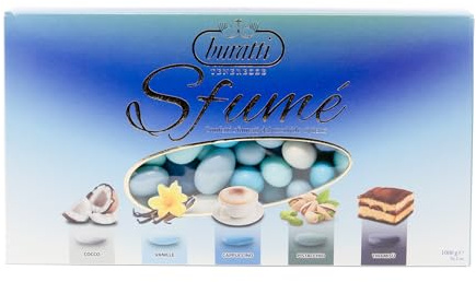 Buratti Confetti Dragées aux Amandes grillées Recouvertes de Chocolat Blanc aux goûts Variés Tendresses Fumées Bleues 1 Kg