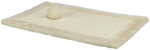 TRIXIE Kratzmatte 55 x 35 cm - Sisal - zum Aufhängen oder Hinlegen - Plüschrand - Spielball - beige - 4325