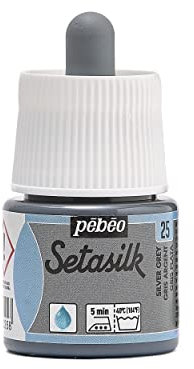 Pebeo 45 ml Setasilk Farbe für Seidenmalerei, Flasche, Silber-Grau