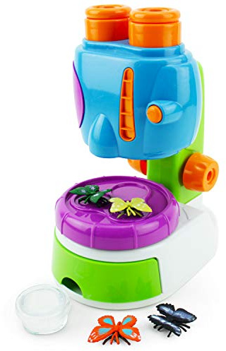 Boley My First Microscope Kit - STEM Science Learning Microscope for Kids with Binocular Viewer and Realistic Butterfly Toys - Educational Beginners Set for Toddler and Preschool Aged Children