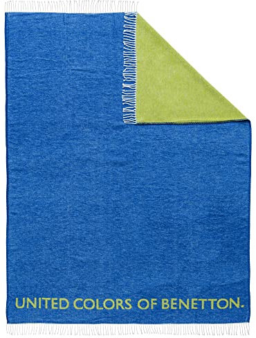 Manta 140x190cm 320gsm 60% algodón 40% acrílico Azul&Verde Casa Benetton