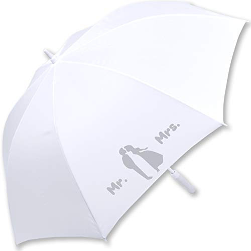 iX-brella XXL Stockschirm Fiberglas Golf Automatik Weiß Mr. & Mrs. Liebespaar