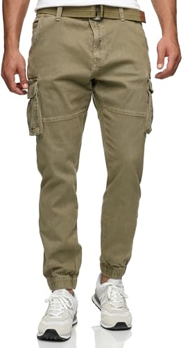 Indicode Hommes Kerr Cargo Pants | Pantalon Cargo 98% Coton avec Ceinture Cornstalk M