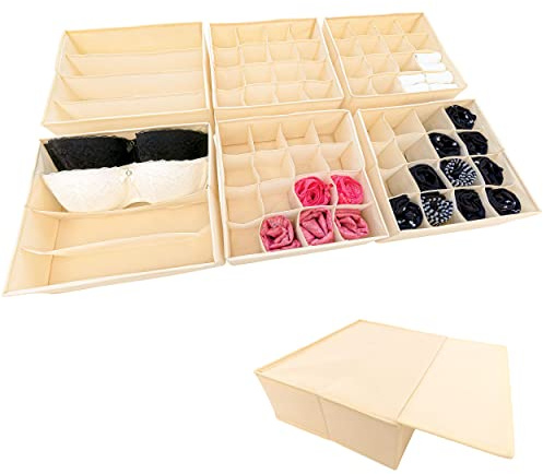 SIMPLE JOY® PAX100 Organizer für ikea Kleiderschrank; passgenau; Stabiler Boden; Schubladen Ordnungssystem für Socken, Unterwäsche, Krawatten; 6er Set (Beige)