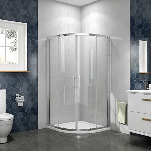 80x80x185CM CABINA DE DUCHA SEMICIRCULAR PUERTA CORREDERA CRISTAL 6MM ANTICAL EASY CLEAN