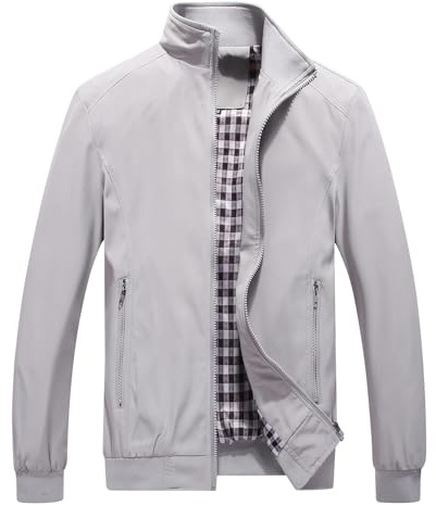 KUDORO Blouson Homme Léger Zippée Veste d'Extérieur Bomber de Couleur Uni